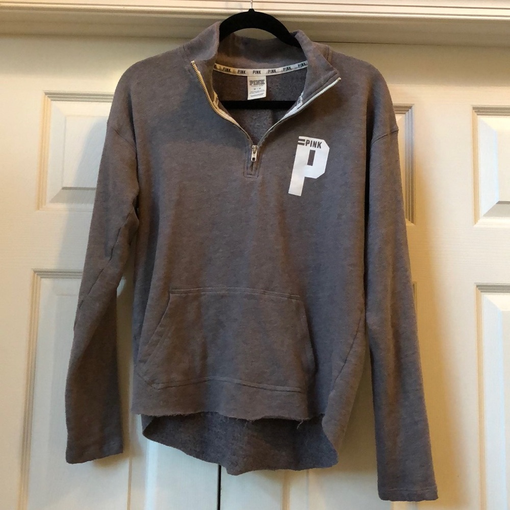 PINK Victoria’s Secret gray quarter zip!  Size M
